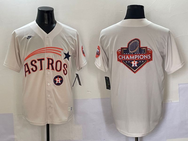 Men Houston Astros Blank Cream Five generations Joint Name 2025 Nike MLB Jersey style 25